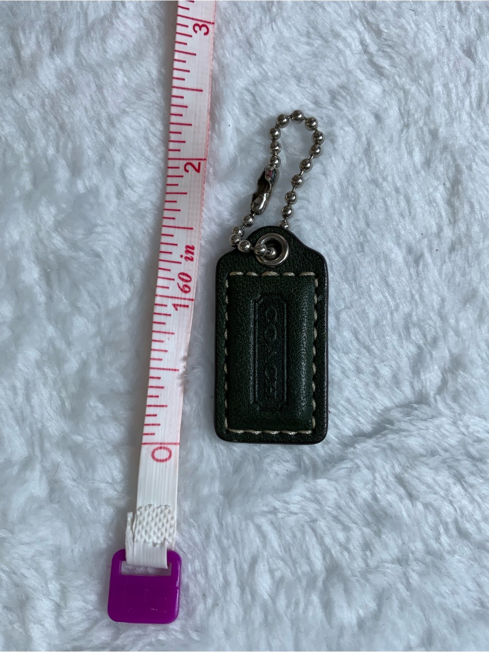Leather Key Tag Charm in Dark Green